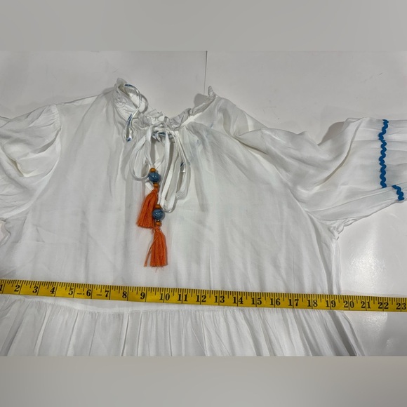 Blue Island White & Blue Rickrack Boho Beach Coverup Dress Size Small - Picture 10 of 16